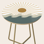 Retro, Sun and Waves, Green and Gold Side Table Gallery Image 2