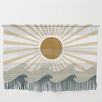 Retro, Sun and Waves, Green and Gold Wall Hanging Gallery Image 1