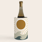 Retro, Sun and Waves, Green and Gold Wine Chiller Gallery Image 1