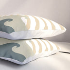 Retro, Sun and Waves, Green and Gold Pillow Sham Gallery Image 3