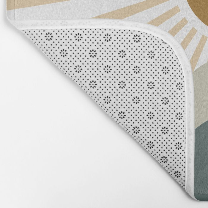 Retro, Sun and Waves, Green and Gold Bath Mat Gallery Image 2