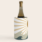 Retro, Sun and Waves, Green and Gold Wine Chiller Gallery Image 2