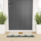 Retro, Sun and Waves, Green and Gold Welcome Mat Gallery Image 3