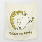peace dove spread rainbow // retro art by surfy birdy Wall Tapestry Gallery Image 4