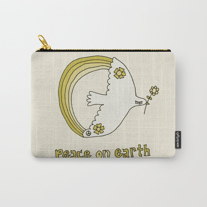 peace dove spread rainbow // retro art by surfy birdy Carry All Pouch Gallery Image 1