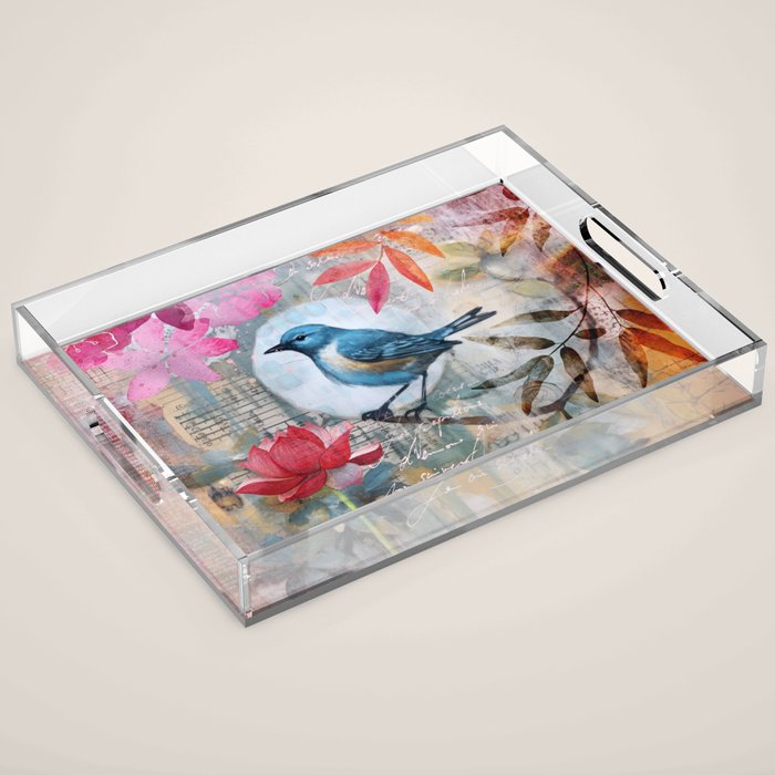 Colorful Bird Garden Indian Summer Flora Acrylic Tray Gallery Image 1