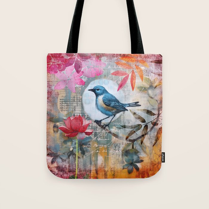 Colorful Bird Garden Indian Summer Flora Tote Bag Gallery Image 1