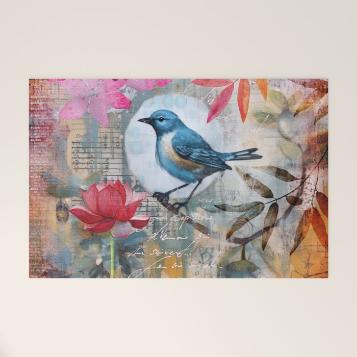 Colorful Bird Garden Indian Summer Flora Welcome Mat Gallery Image 1