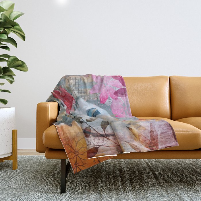 Colorful Bird Garden Indian Summer Flora Throw Blanket Gallery Image 1