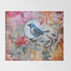 Colorful Bird Garden Indian Summer Flora Throw Blanket Gallery Image 2