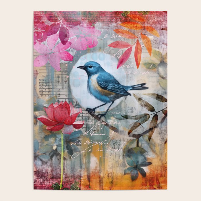 Colorful Bird Garden Indian Summer Flora Poster Gallery Image 4