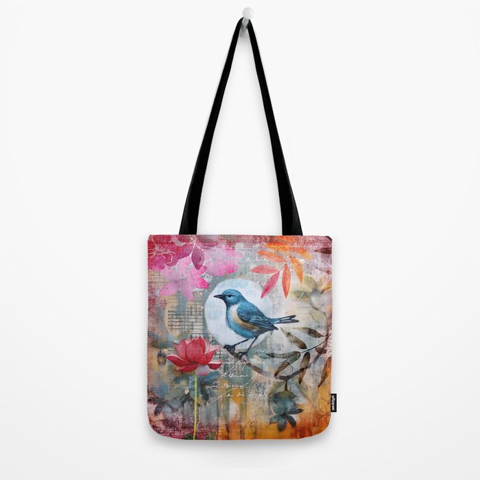 Colorful Bird Garden Indian Summer Flora Tote Bag Gallery Image 2