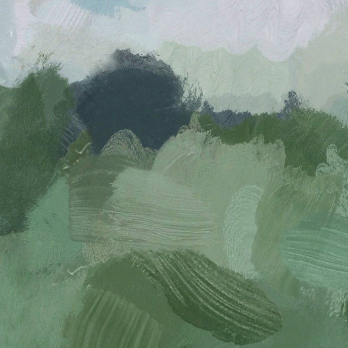 Windy Day on the Farm - Sky Blue and Sage Green Abstract Painting, Modern Rural Country Rustic Coffee Mug Gallery Image 2