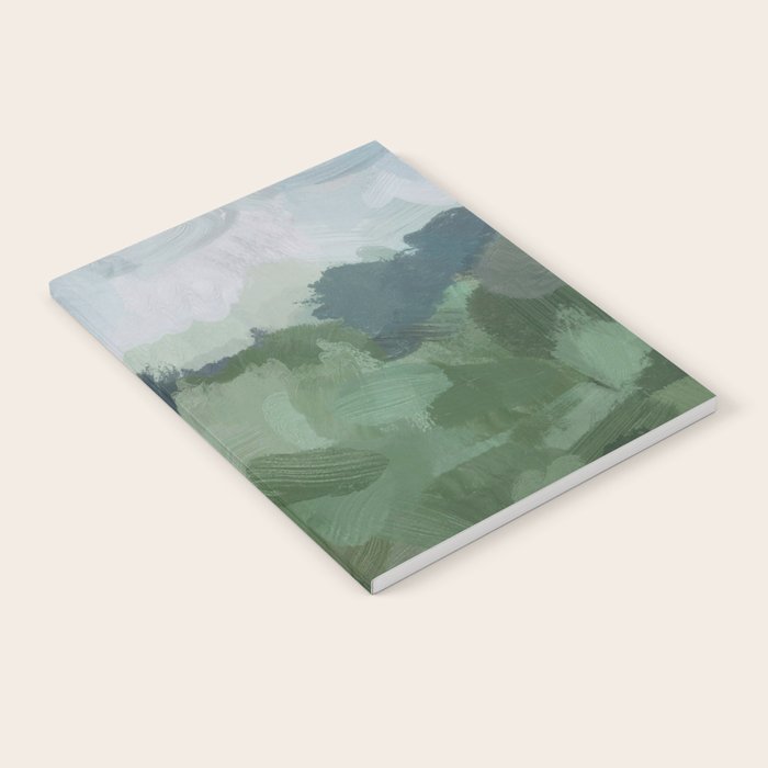 Windy Day on the Farm - Sky Blue and Sage Green Abstract Painting, Modern Rural Country Rustic Notebook Gallery Image 2
