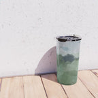 Windy Day on the Farm - Sky Blue and Sage Green Abstract Painting, Modern Rural Country Rustic Travel Mug Gallery Image 4