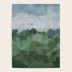 Windy Day on the Farm - Sky Blue and Sage Green Abstract Painting, Modern Rural Country Rustic Poster Gallery Image 4
