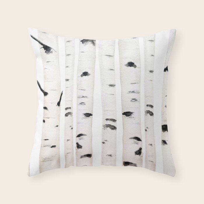 birch horizontal Throw Pillow Gallery Image 1