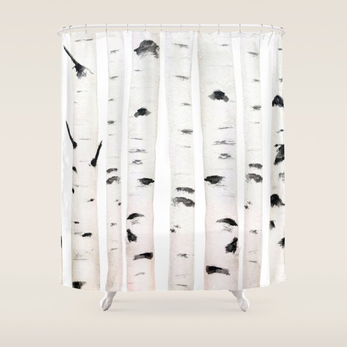 birch horizontal Shower Curtain Gallery Image 1