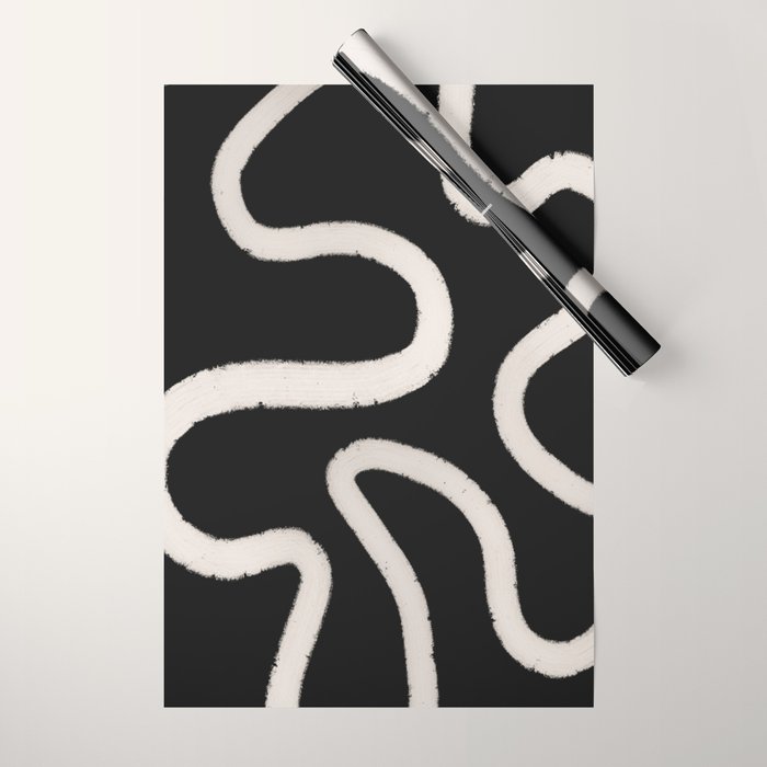 Abstract Brush Strokes: Black & White Wrapping Paper Gallery Image 1