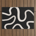 Abstract Brush Strokes: Black & White Outdoor Rug Gallery Image 1