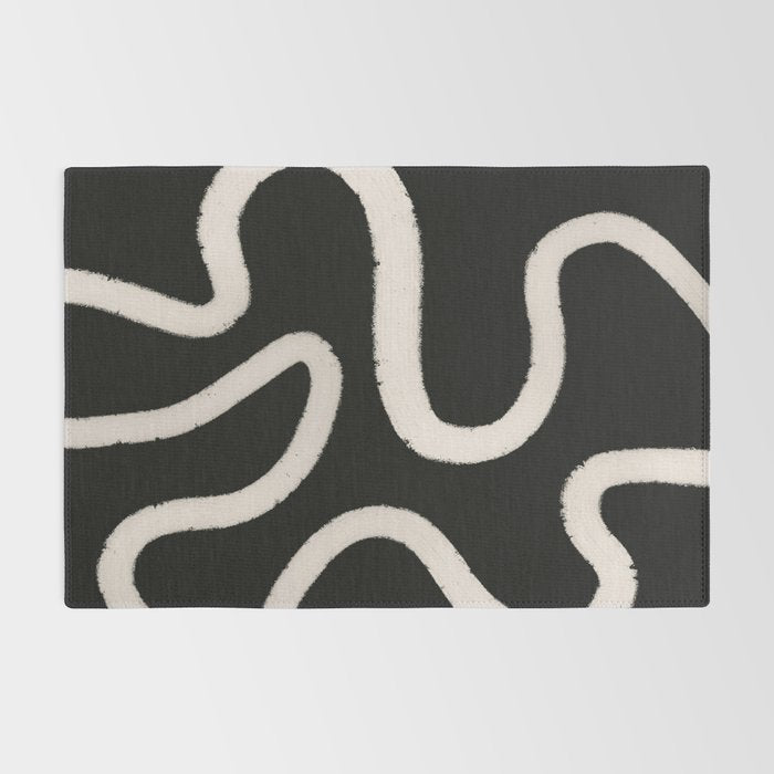Abstract Brush Strokes: Black & White Rug Gallery Image 2
