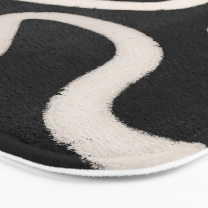 Abstract Brush Strokes: Black & White Bath Mat Gallery Image 3