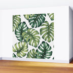 Monstera botanical leaves illustration pattern on white Wall Mural Gallery Image 2