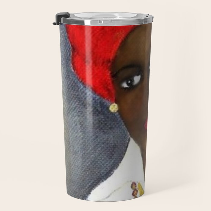 Rare African American Portrait of Aicha Goblet in a Red Hat by Amedeo Modigliani Travel Mug Gallery Image 3