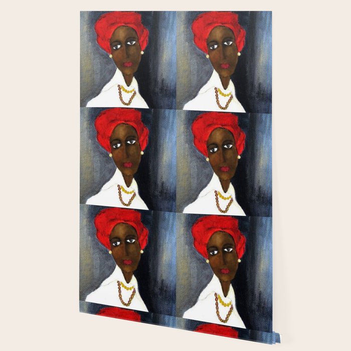 Rare African American Portrait of Aicha Goblet in a Red Hat by Amedeo Modigliani Wallpaper Gallery Image 2