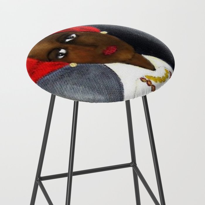 Rare African American Portrait of Aicha Goblet in a Red Hat by Amedeo Modigliani Stool Gallery Image 2