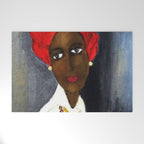 Rare African American Portrait of Aicha Goblet in a Red Hat by Amedeo Modigliani Welcome Mat Gallery Image 1