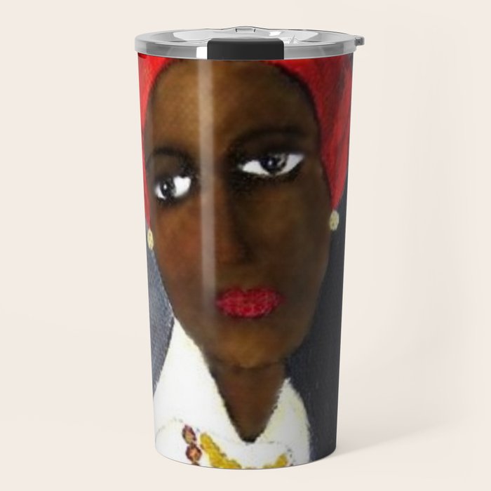 Rare African American Portrait of Aicha Goblet in a Red Hat by Amedeo Modigliani Travel Mug Gallery Image 1