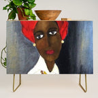 Rare African American Portrait of Aicha Goblet in a Red Hat by Amedeo Modigliani Credenza Gallery Image 1