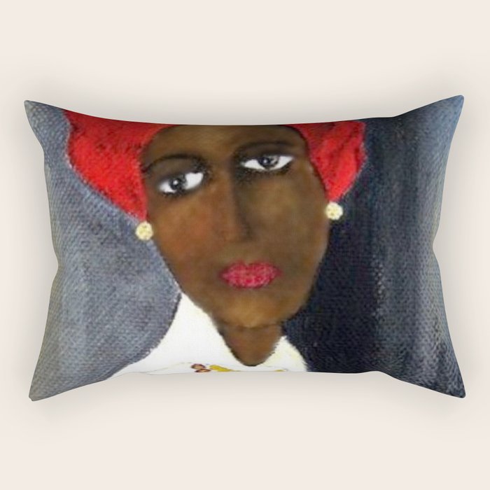 Rare African American Portrait of Aicha Goblet in a Red Hat by Amedeo Modigliani Rectangular Pillow Gallery Image 1