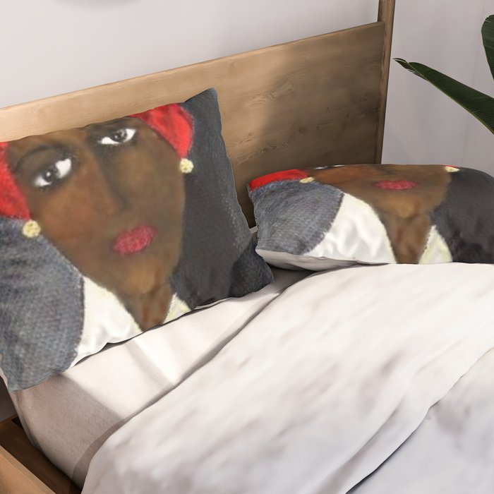 Rare African American Portrait of Aicha Goblet in a Red Hat by Amedeo Modigliani Pillow Sham Gallery Image 2