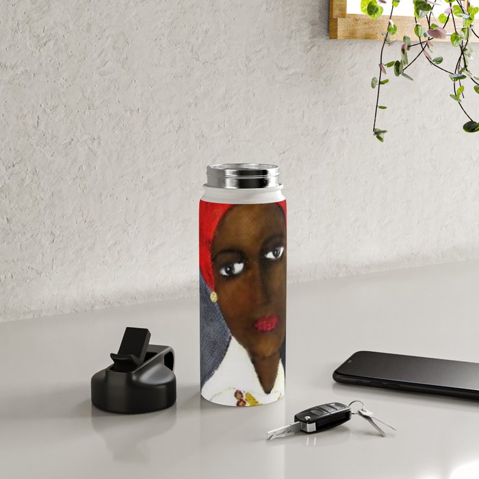 Rare African American Portrait of Aicha Goblet in a Red Hat by Amedeo Modigliani Water Bottle Gallery Image 4