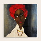 Rare African American Portrait of Aicha Goblet in a Red Hat by Amedeo Modigliani Wood Wall Art Gallery Image 1