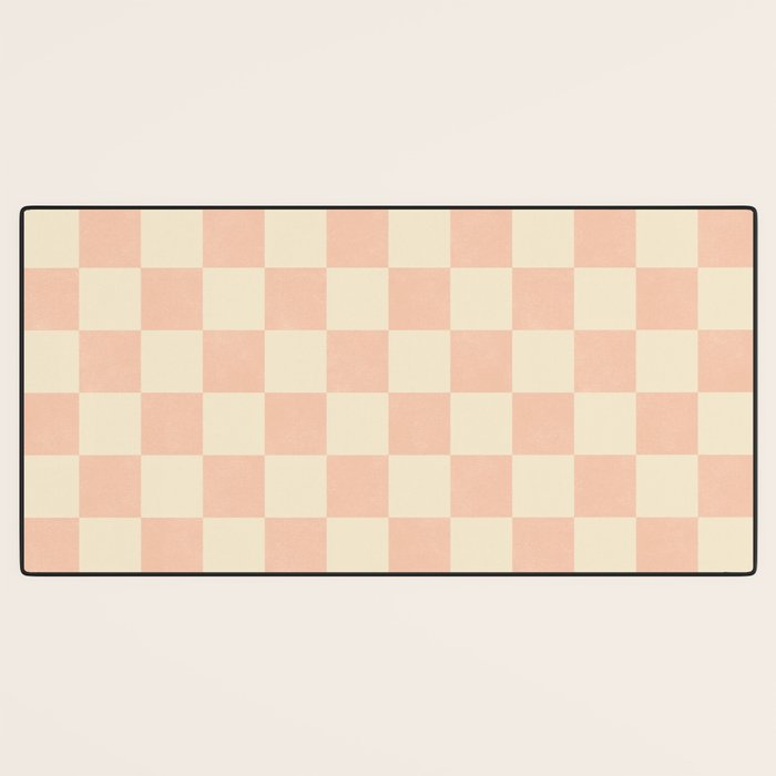 Checkers - peach pink and cream Desk Mat Gallery Image 3