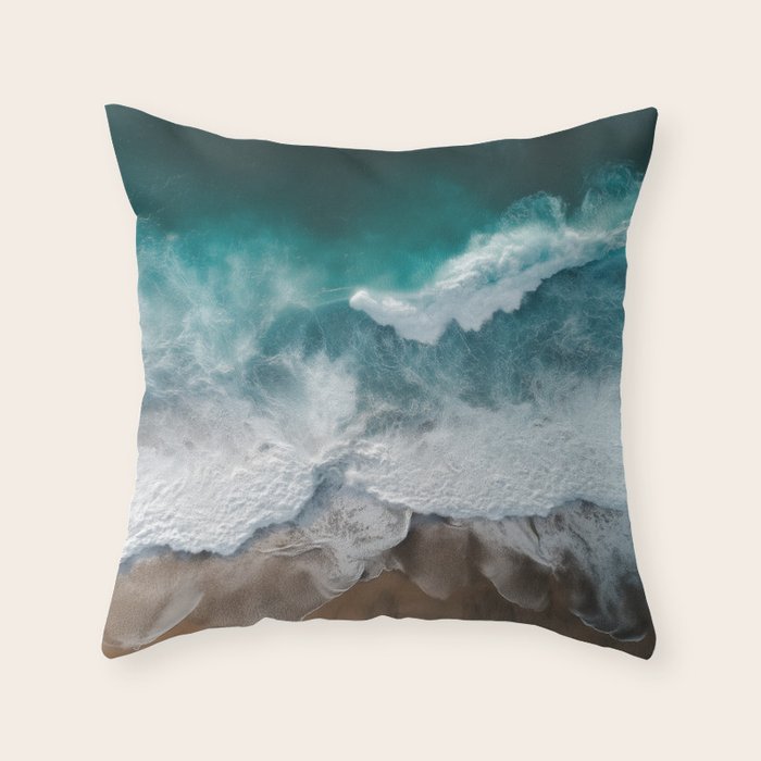 Aerial Ocean Waves - Coastal Photography Wall Art Throw Pillow Gallery Image 6