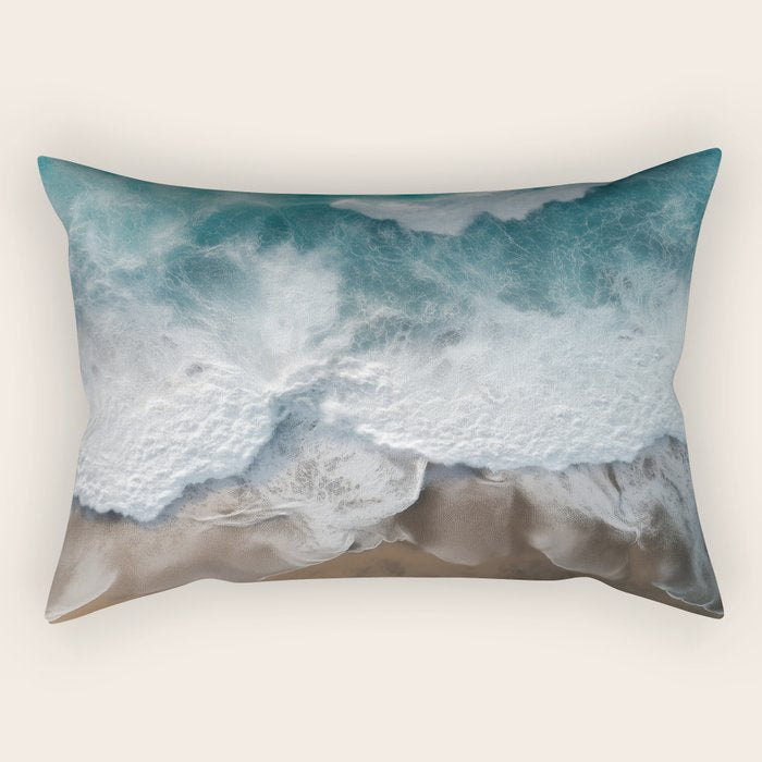 Aerial Ocean Waves - Coastal Photography Wall Art Rectangular Pillow Gallery Image 1