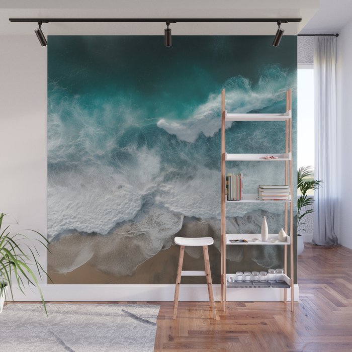 Aerial Ocean Waves - Coastal Photography Wall Art Wall Mural Gallery Image 1