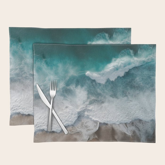 Aerial Ocean Waves - Coastal Photography Wall Art Placemat Gallery Image 1