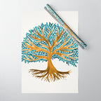 Tree of Life Watercolor - Ochre & Teal Wrapping Paper Gallery Image 1