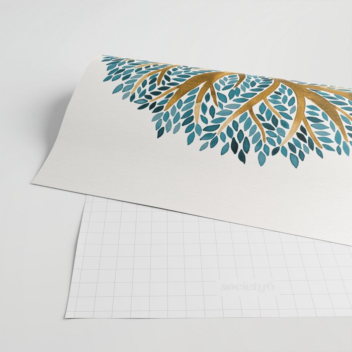 Tree of Life Watercolor - Ochre & Teal Wrapping Paper Gallery Image 2