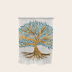 Tree of Life Watercolor - Ochre & Teal Wall Hanging Gallery Image 1