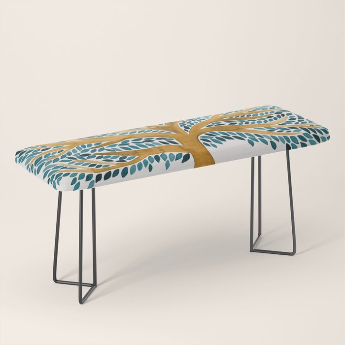 Tree of Life Watercolor - Ochre & Teal Bench Gallery Image 1
