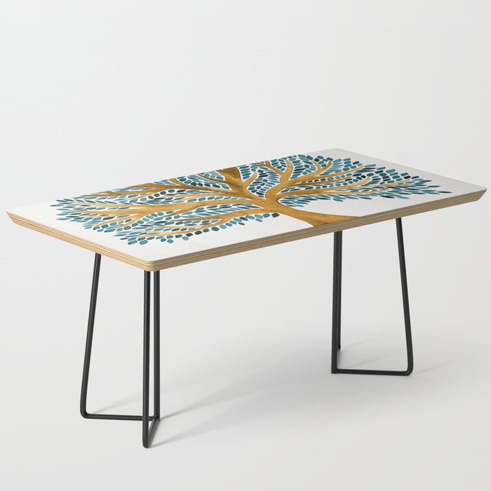 Tree of Life Watercolor - Ochre & Teal Coffee Table Gallery Image 1