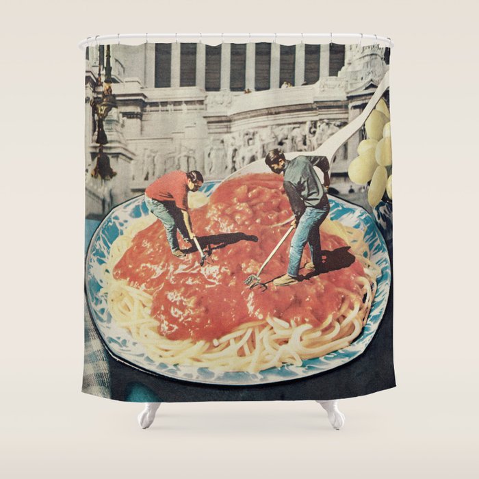 Diggin Spaghetti - Men at work  Shower Curtain Gallery Image 1