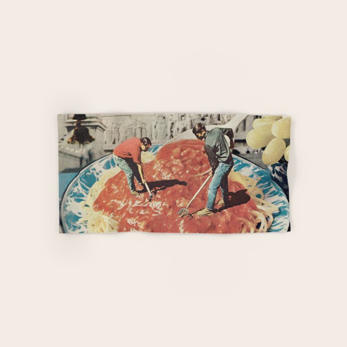 Diggin Spaghetti - Men at work  Bath Towel Gallery Image 1