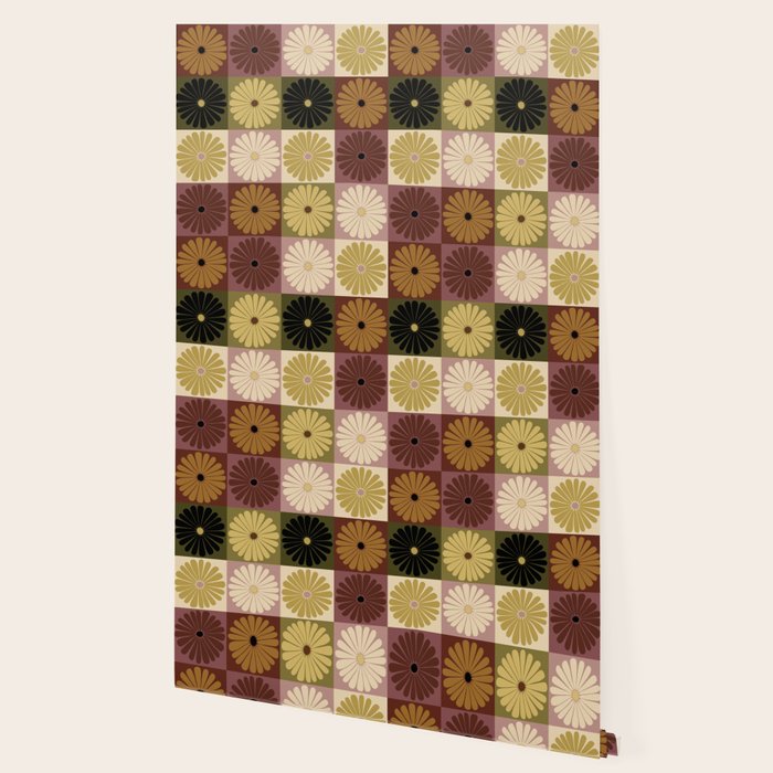 Retro Flowers Check Pattern III Wallpaper Gallery Image 2